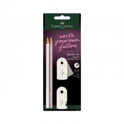 ΣΕΤ FABER CASTELL SPARKLE ΝΕΟ 2 ΜΟΛΥΒΙΑ +ΓΟΜΑ+ΞΥΣΤΡΑ (κρεμ-ροζ)