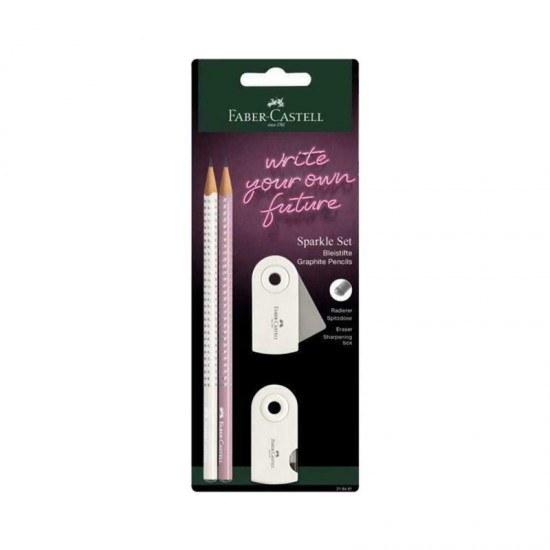 ΣΕΤ FABER CASTELL SPARKLE ΝΕΟ 2 ΜΟΛΥΒΙΑ +ΓΟΜΑ+ΞΥΣΤΡΑ (κρεμ-ροζ)