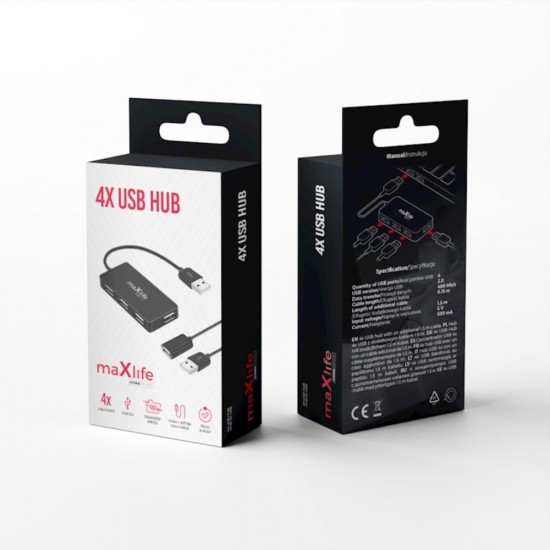 HUB USB MAXLIFE 2.0 (4 ΘΗΡΕΣ)
