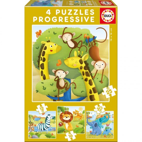 PUZZLE EDUCA ΠΑΙΔΙΚΑ (12-16-20-25 τεμ.) PROGRESSIVE Wild Animals
