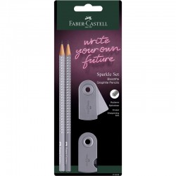 ΣΕΤ FABER CASTELL SPARKLE ΝΕΟ 2 ΜΟΛΥΒΙΑ +ΓΟΜΑ+ΞΥΣΤΡΑ (γκρι)