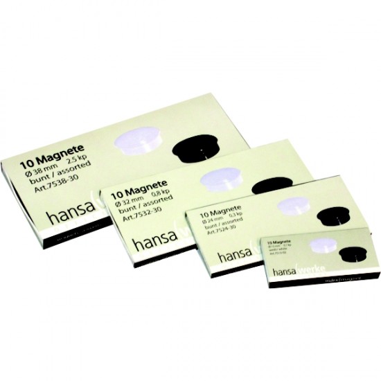 ΜΑΓΝΗΤΕΣ ALCO ΣΤΡΟΓΓΥΛΟΙ ΧΡΩΜ. 10τεμ. Φ24mm