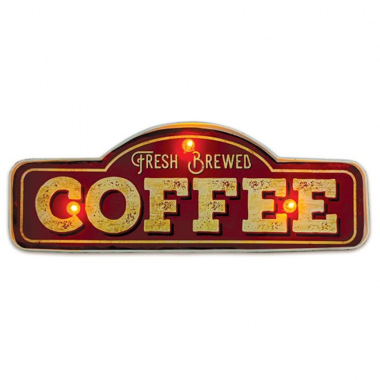 ΠΙΝΑΚΙΔΑ RETRO ΜΕΤΑΛΛΙΚΗ ΤΟΙΧΟΥ FOREVER LED Fresh Brewed Coffee (385 x 50 x 135mm)