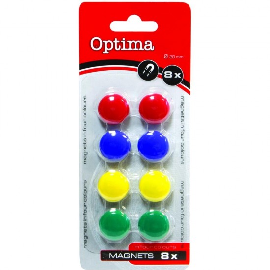 ΜΑΓΝΗΤΕΣ OPTIMA ΧΡΩΜΑΤΙΣΤΟΙ ΜΠΛΙΣΤΕΡ 8τεμ. Φ20mm