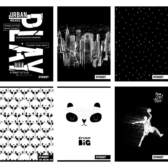 ΤΕΤΡΑΔΙΑ ΡΙΓΕ STREET BLACK & WHITE  A4 54φυλ. (80gr)