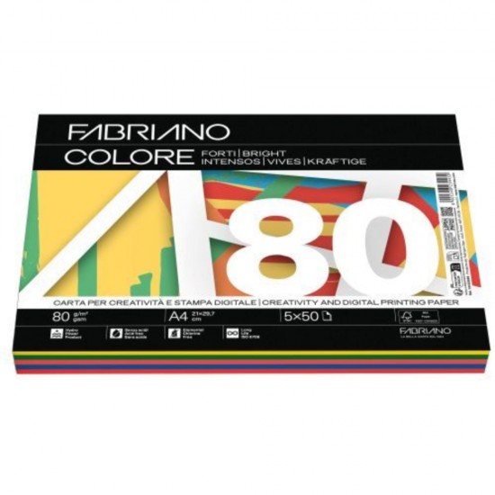 ΧΑΡΤΙ ΦΩΤΟΤΥΠΙΚΟ FABRIANO COLORE MIX ΕΝΤΟΝΑ ΧΡΩΜΑΤΑ Α4 80gr (5χ50φ)