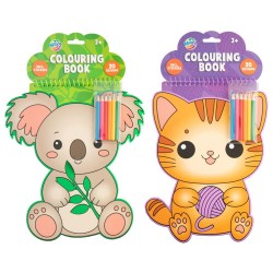 ΒΙΒΛΙΑ ΖΩΓΡΑΦΙΚΗΣ COLOURING ΣΕ ΣΧΗΜΑ ΖΩΟΥ ΜΕ 6 ΜΟΛΥΒΙΑ ΚΑΙ ΑΥΤΟΚΟΛΛΗΤΑ