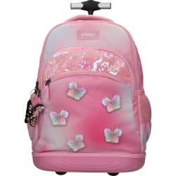 ΤΣΑΝΤΑ ΣΧΟΛΙΚΗ STREET TROLLEY LOVELY BUTTERFLY 34x22x45 cm (με εργονομική πλάτη air system και σκληρό πάτο)