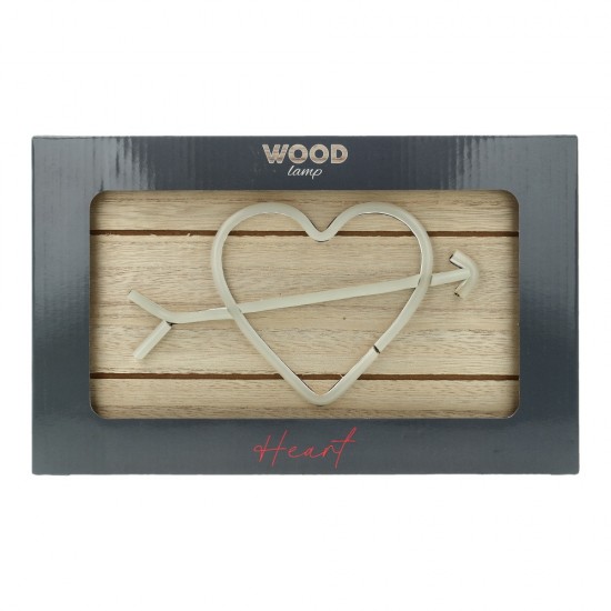 ΦΩΤΙΣΤΙΚΟ ΤΟΙΧΟΥ WOOD 3D LED ΚΑΡΔΙΑ (με USB)
