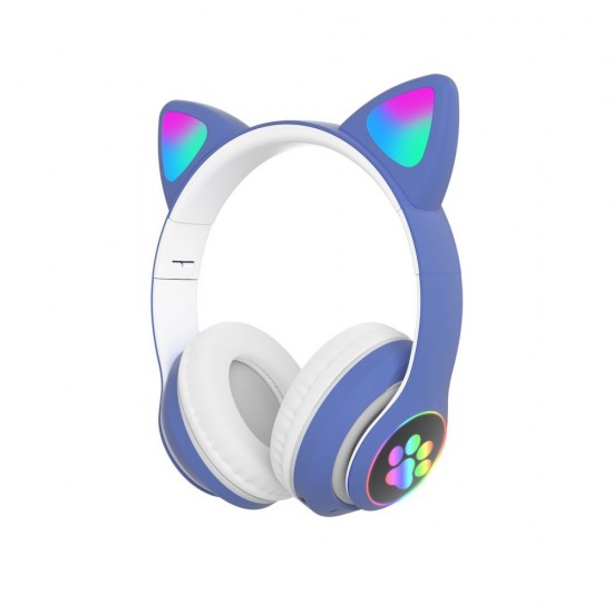 ΑΚΟΥΣΤΙΚΑ TELCON HEADPHONE BLUETOOTH/LED CAT EARS BLUE
