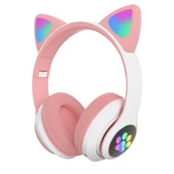 ΑΚΟΥΣΤΙΚΑ TELCON HEADPHONE BLUETOOTH/LED CAT EARS PINK
