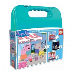 PUZZLE EDUCA ΠΑΙΔΙΚΑ ΒΑΛΙΤΣΑΚΙ ΣΕΤ 4 (6-12-12-16 τεμαχίων) Peppa Pig