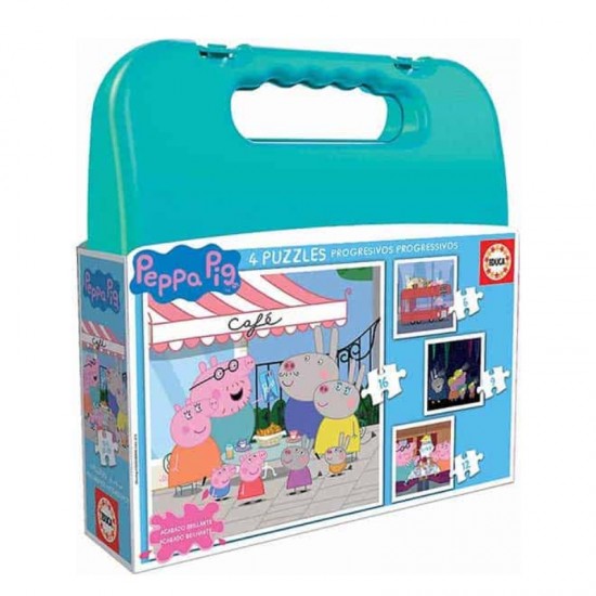PUZZLE EDUCA ΠΑΙΔΙΚΑ ΒΑΛΙΤΣΑΚΙ ΣΕΤ 4 (6-12-12-16 τεμαχίων) Peppa Pig