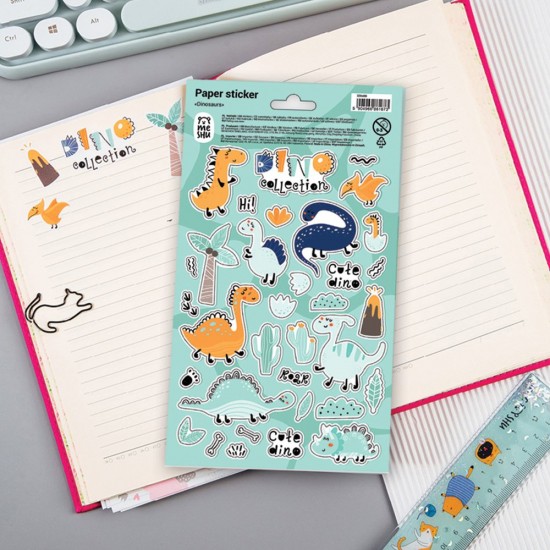 ΑΥΤΟΚΟΛΛΗΤΑ MESHU DINOSAURS  (πακέτο 10 καρτέλες12χ21)