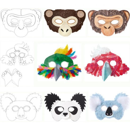 ΜΑΣΚΕΣ FOLIA ΧΑΡΤΙΝΕΣ EXOTIC ANIMALS ΑΣΟΡΤΙ ΣΕΤ 6τεμ.