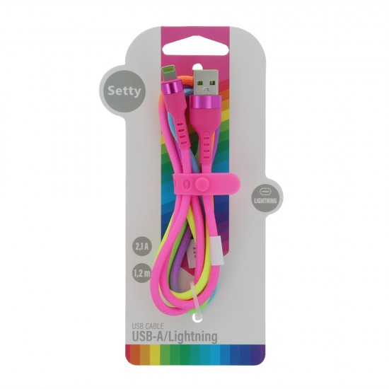ΚΑΛΩΔΙΟ SETTY USB A/USB LIGHTNING RAINBOW