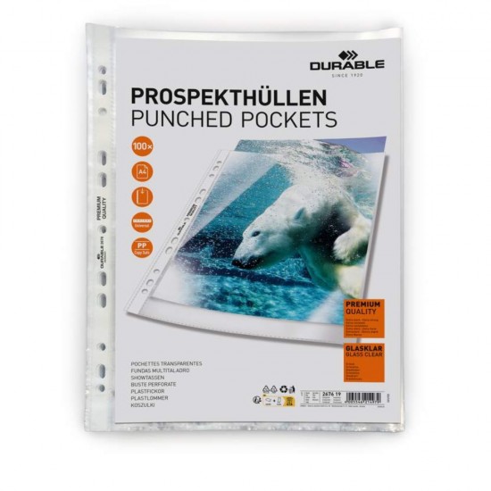 ΖΕΛΑΤΙΝΕΣ DURABLE ΚΡΙΚ ΑΝΩ GLASS CLEAR 80mic (πακέτο 100τεμ.)