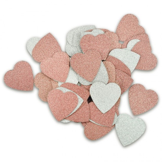 ΔΙΑΚΟΣΜΗΤΙΚΑ ΧΑΡΤΙΝΑ ΚΑΡΔΙΕΣ GLITTER ΡΟΖ-ΑΣΗΜΙ Φ2,6mm 50τεμ.