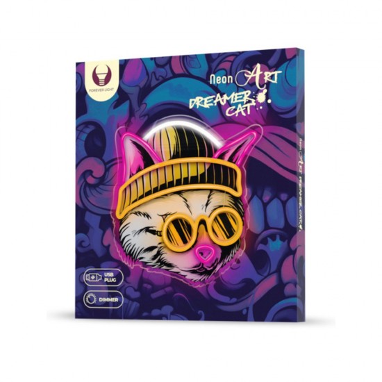 ΦΩΤΙΣΤΙΚΟ ΤΟΙΧΟΥ FOREVER ART LED CAT DREAMER  295 x 18 x 325mm