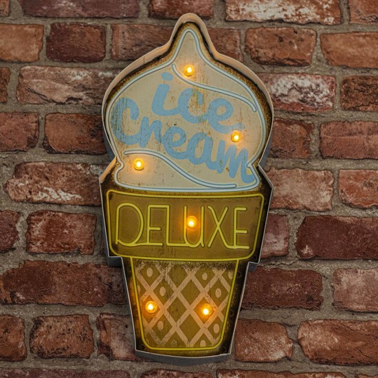 ΠΙΝΑΚΙΔΑ RETRO ΜΕΤΑΛΛΙΚΗ ΤΟΙΧΟΥ FOREVER LED Ice Cream (457 x 50 x 223mm)