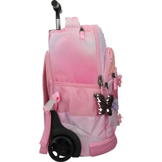 ΤΣΑΝΤΑ ΣΧΟΛΙΚΗ STREET TROLLEY LOVELY BUTTERFLY 34x22x45 cm (με εργονομική πλάτη air system και σκληρό πάτο)