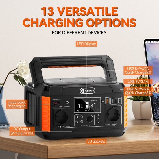 FlashFish P60 Portable Power Station | 500W 520Wh