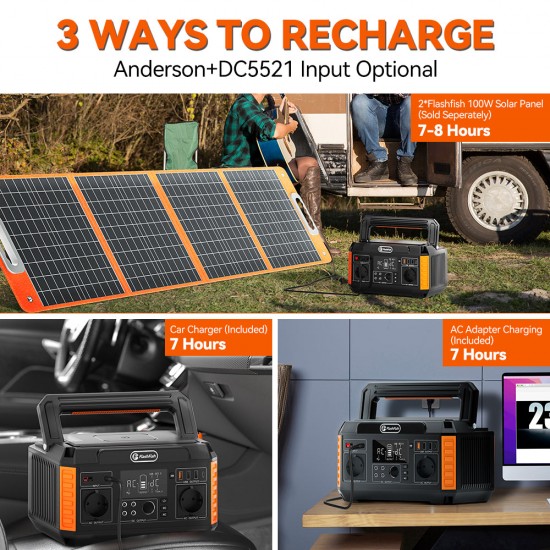 FlashFish P60 Portable Power Station | 500W 520Wh
