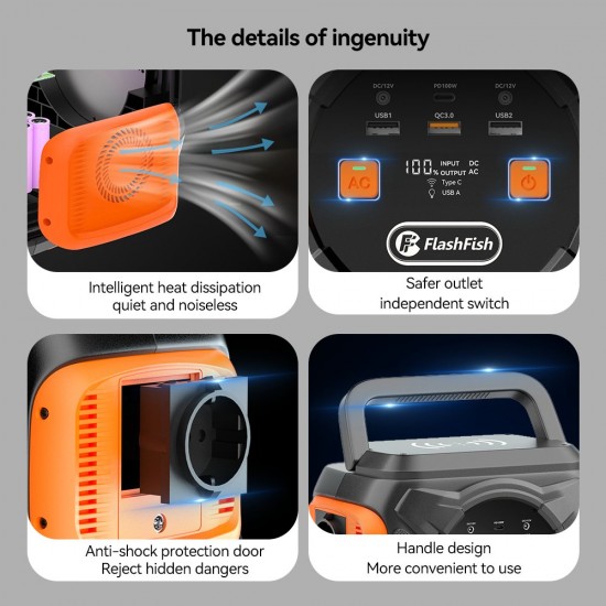 FlashFish A301 Portable Power Station | 320W 292Wh