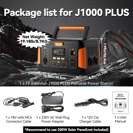 FlashFish J1000 Plus Portable Power Station | 1000W 932Wh