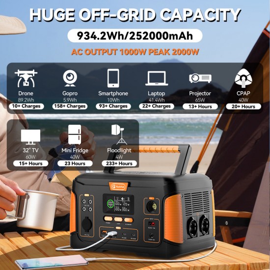 FlashFish J1000 Plus Portable Power Station | 1000W 932Wh