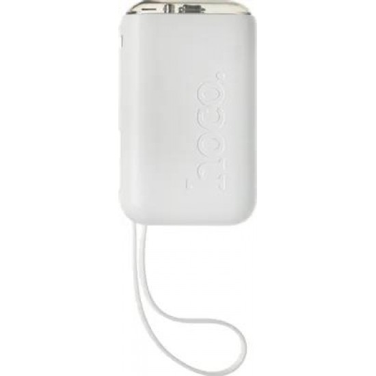 HOCO J157 LEADER, POWEBANK, 10000MAh, ΜΕ ΕΝΣΩΜΑΤΩΜΕΝΟ ΚΑΛΩΔΙΟ TYPE-C, 22.5W, ΟΘΟΝΗ LED, ΛΕΥΚΟ