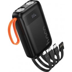 HOCO J151 SPIRIT, POWERBANK, 10000MAh, ΔΙΠΛΟ ΦΩΣ, ΟΘΟΝΗ LED, 4 ΚΑΛΩΔΙΑ, ΜΑΥΡΟ