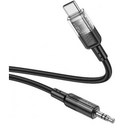 HOCO UPA27 SPIRIT, ΔΙΑΦΑΝΕΣ ΚΑΛΩΔΙΟ ΗΧΟΥ AUX, 1.2m, ΜΑΥΡΟ