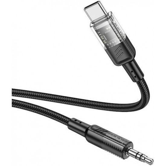 HOCO UPA27 SPIRIT, ΔΙΑΦΑΝΕΣ ΚΑΛΩΔΙΟ ΗΧΟΥ AUX, 1.2m, ΜΑΥΡΟ