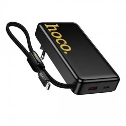 HOCO Q45 WORRIER, POWERBANK ΚΑΙ ΦΟΡΤΙΣΤΗΣ ΤΟΙΧΟΥ, 10000MAh, ΜΕ ΕΝΣΩΜΑΤΩΜΕΝΟ ΚΑΛΩΔΙΟ TYPE-C, ΜΑΥΡΟ