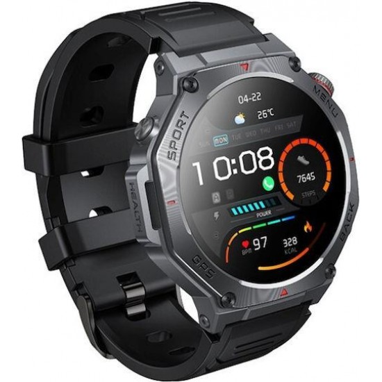 HOC Y37, SMART WATCH, SPORT, AMOLED, GPS, ΜΑΥΡΟ