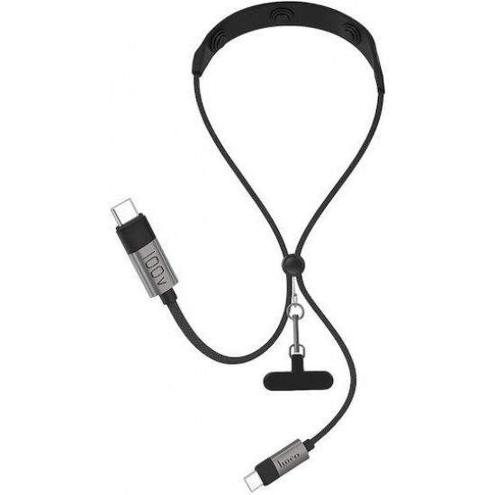 HOCO U145, ΚΑΛΩΔΙΟ ΦΟΡΤΙΣΗΣ TYPE-C ΣΕ TYPE-C, ΛΕΜΟΥ, 100W, 1.4M, ΜΑΥΡΟ