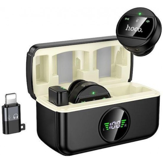 HOCO L22 BRIGHT, 2 ΣΕ 1 ΑΣΥΡΜΑΤΟ ΜΙΚΡΟΦΩΝΟ, ΜΕ ΘΗΚΗ, ΜΑΥΡΟ