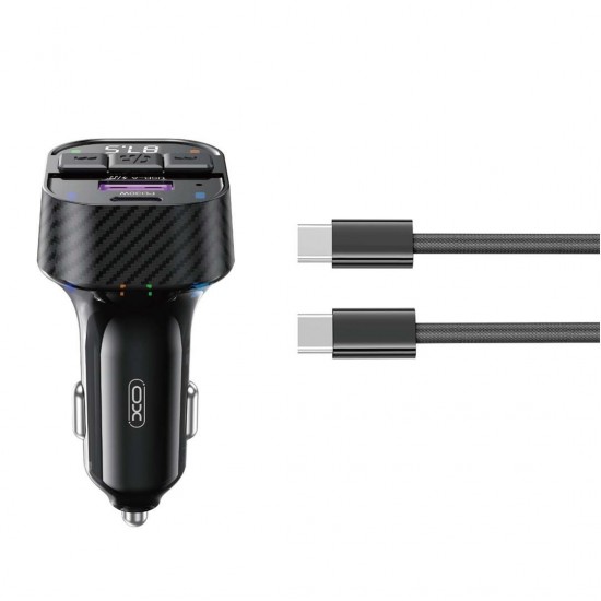 XO BCC17 FM TRANSMITER ΚΑΙ ΦΟΡΤΙΣΤΗΣ ΑΥΤΟΚΙΝΗΤΟΥ, PD30W, 2 ΘΥΡΕΣ, ΜΕ ΚΑΛΩΔΙΟ TYPE-C, ΜΑΥΡΟΣ