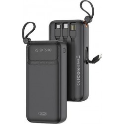 XO PR278, POWERBANK, 10000MAh, ΜΕ 4 ΕΝΣΩΜΑΤΩΜΕΝΑ ΚΑΛΩΔΙΑ, ΜΑΥΡΟ