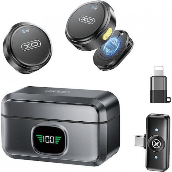 XO MC12 ΑΣΥΡΜΑΤΟ ΜΙΚΡΟΦΩΝΟ, ΜΕ ΘΗΚΗ ΦΟΡΤΙΣΗΣ, NOISE-CANCELLING, ΜΑΥΡΟ