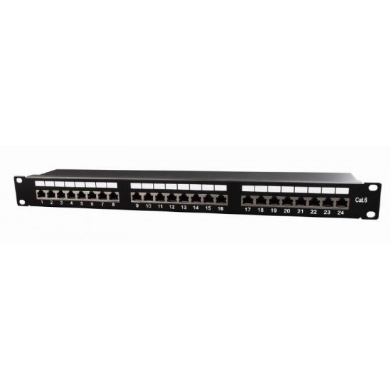 GEMBIRD Patch Panel  Cat.6 24 port shielded patch panel, 19 1U
