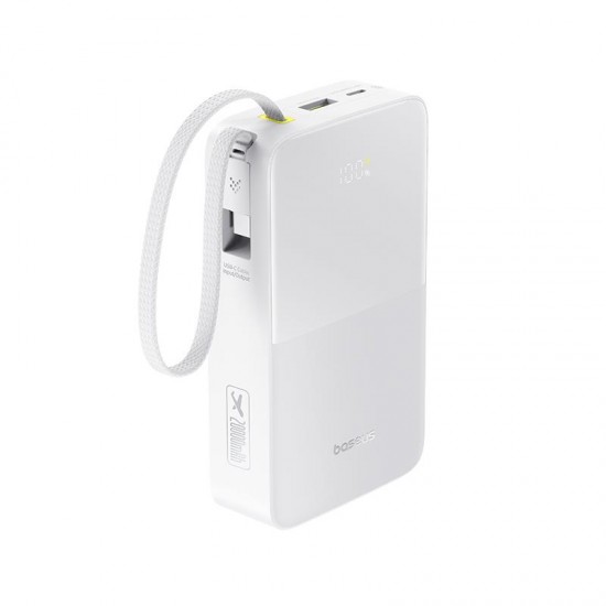 BASEUS ENERFILL FC51 BIPOW2 PRO, POWERBANK, 20000MAh, ΜΕ ΚΑΛΩΔΙΟ TYPE-C, 22.5W, ΜΕ ΨΗΦΙΑΚΗ ΟΘΟΝΗ, ΛΕΥΚΟ