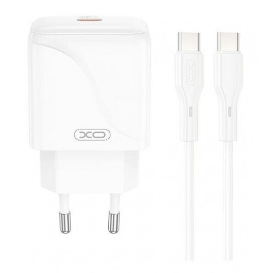 XO L141 ΦΟΡΤΙΣΤΗΣ 20W, 1 ΘΥΡΑ TYPE-C ΜΕ ΚΑΛΩΔΙΟ PD ΣΕ TYPE-C, ΛΕΥΚΟΣ