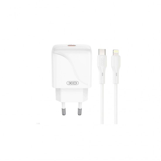 XO L141 ΦΟΡΤΙΣΤΗΣ 20W, 1 ΘΥΡΑ TYPE-C ΜΕ ΚΑΛΩΔΙΟ PD ΣΕ LIGHTNING, ΛΕΥΚΟΣ