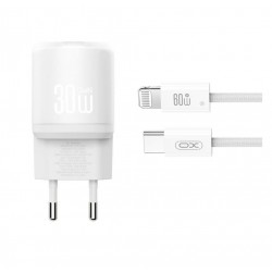 XO L150 ΦΟΡΤΙΣΤΗΣ 30W 1 ΘΥΡΑ TYPE-C, ΜΕ ΚΑΛΩΔΙΟ LIGHTNING, ΛΕΥΚΟΣ