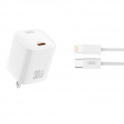 XO L148 ΦΟΡΤΙΣΤΗΣ PD30W, 1 ΘΥΡΑ TYPE-C ΜΕ ΚΑΛΩΔΙΟ LIGHTNING, ΛΕΥΚΟΣ