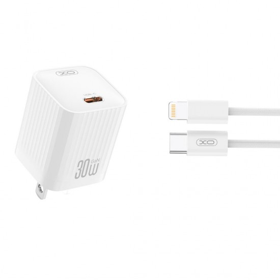 XO L148 ΦΟΡΤΙΣΤΗΣ PD30W, 1 ΘΥΡΑ TYPE-C ΜΕ ΚΑΛΩΔΙΟ LIGHTNING, ΛΕΥΚΟΣ