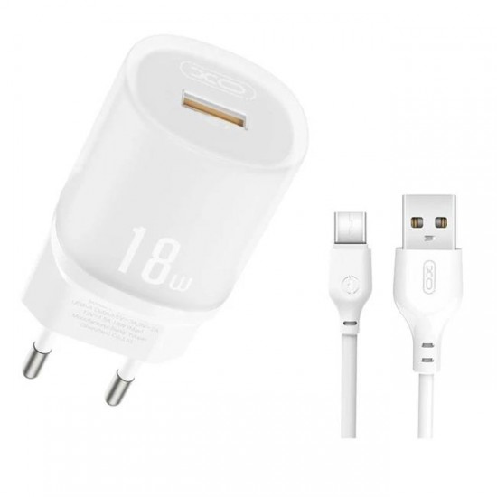 XO L157 ΦΟΡΤΙΣΤΗΣ QC3.0 18W, 1 ΘΥΡΑ ΜΕ ΚΑΛΩΔΙΟ TYPE-C, ΛΕΥΚΟΣ