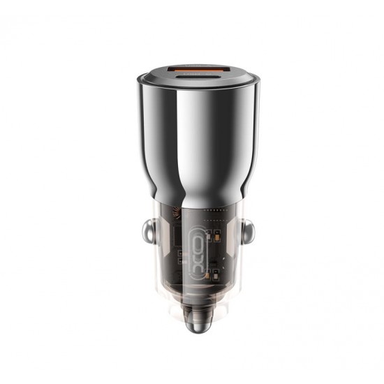 XO CC58 ΦΟΡΤΙΣΤΗΣ ΑΥΤΟΚΙΝΗΤΟΥ 65W+30W, 1 ΘΥΡΑ USB + 1 ΘΥΡΑ PD, ΔΙΑΦΑΝΟΣ